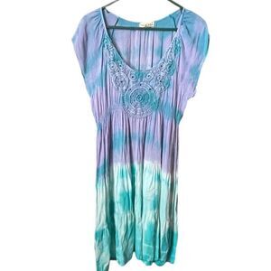 Live and let Live size M boho hippie crocheted layered dress.